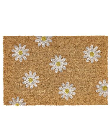 Coir Doormat Daisy Pattern Natural TOPKO