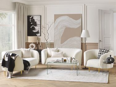 Boucle Living Room Set White LOEN