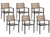 Set of 6 Garden Dining Chairs Light Wood and Black VERNIO_862884