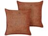 Set of 2 Corduroy Cushions 43 x 43 cm Golden Brown ZINNIA_855219