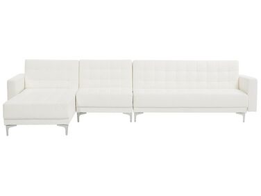 Right Hand Modular Faux Leather Sofa White ABERDEEN
