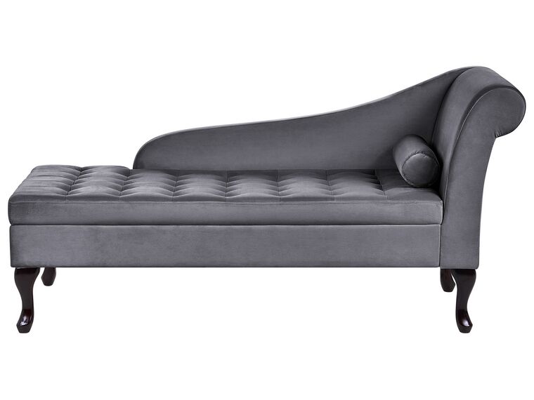 Chaise-longue à direita com arrumação em veludo cinzento escuro PESSAC_881891