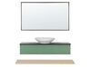 Meuble vasque à tiroirs avec miroir vert et bois clair ZARAGOZA_817216