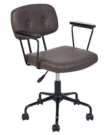 Faux Leather Desk Chair Dark Brown ALGERITA