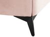 Cama con somier de terciopelo rosa pastel/negro 140 x 200 cm MELLE_829949