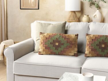 Set of 2 Jute Cushions 30 x 50 cm Multicolour MAGURI