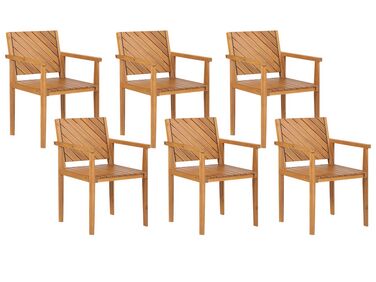 Lot de 6 chaises de jardin en bois d'acacia clair BARATTI