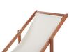 Acacia Folding Deck Chair Dark Wood with Off-White ANZIO_779435