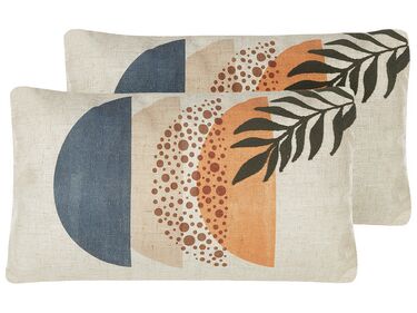 Set of 2 Cushions Abstract Pattern 30 x 50 cm Multicolour BROWALLIA
