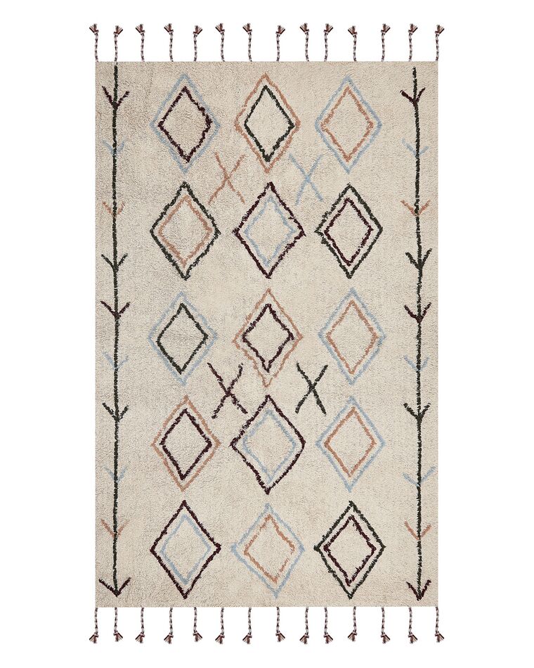 Teppich Baumwolle beige 140 x 200 cm geometrisches Muster CORUM_839418