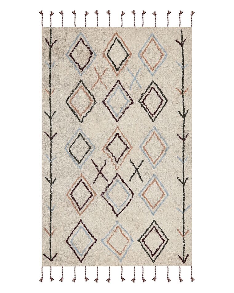 Cotton Area Rug 140 x 200 cm Beige CORUM | Beliani.co.uk