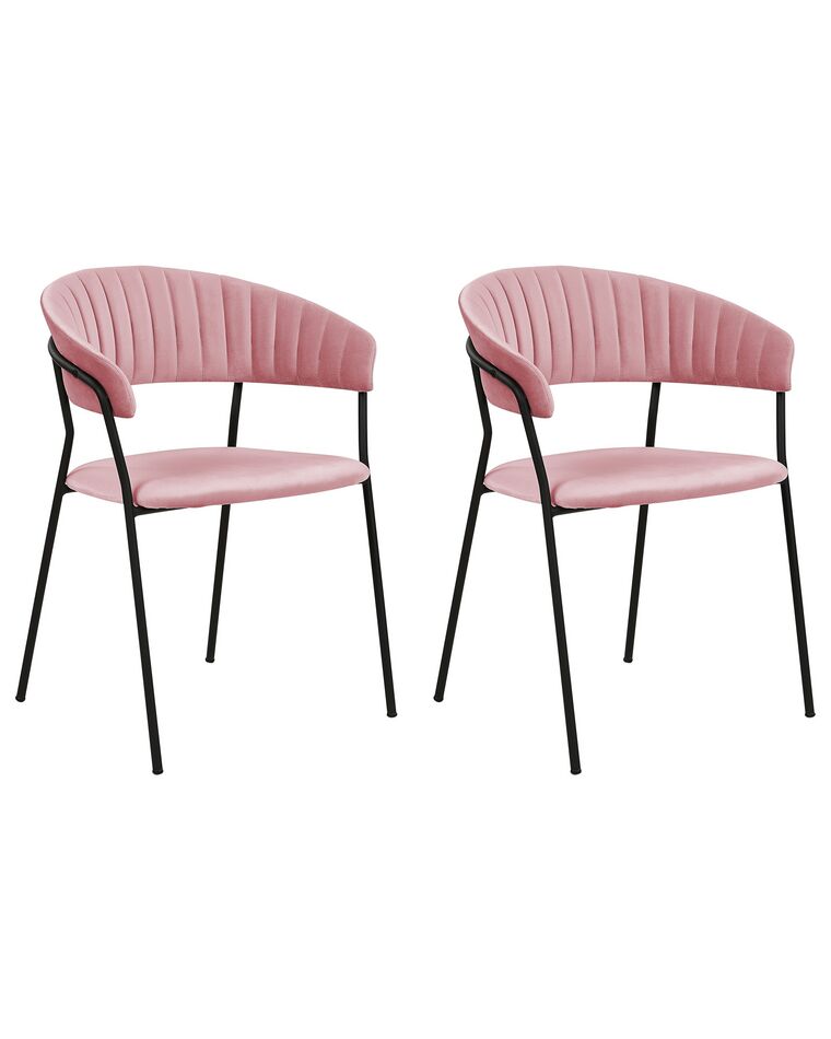 Lot de 2 chaises de salle à manger en velours rose MARIPOSA_871959