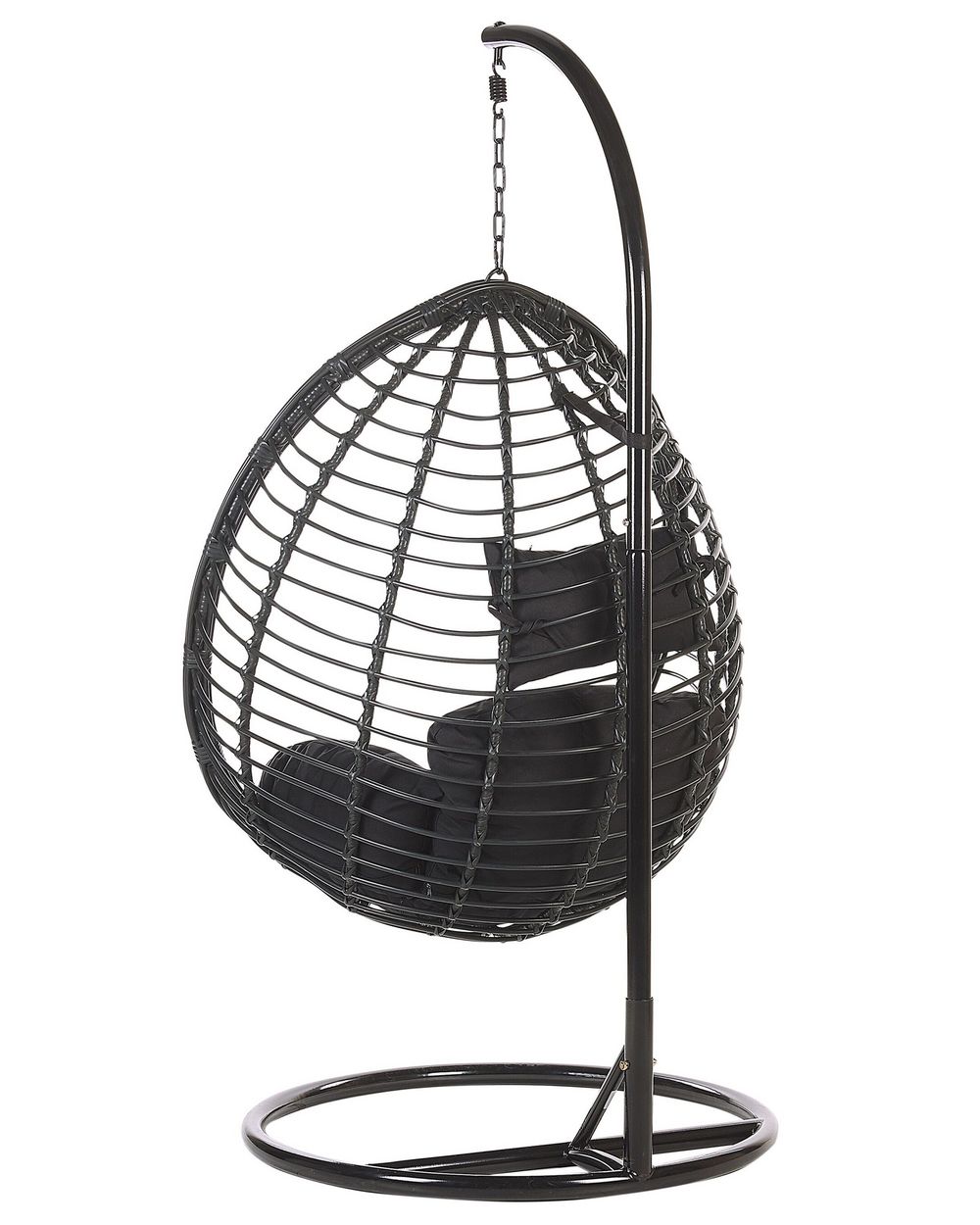 PE Rattan Hanging Chair with Stand Black TOLLO Beliani.co.uk