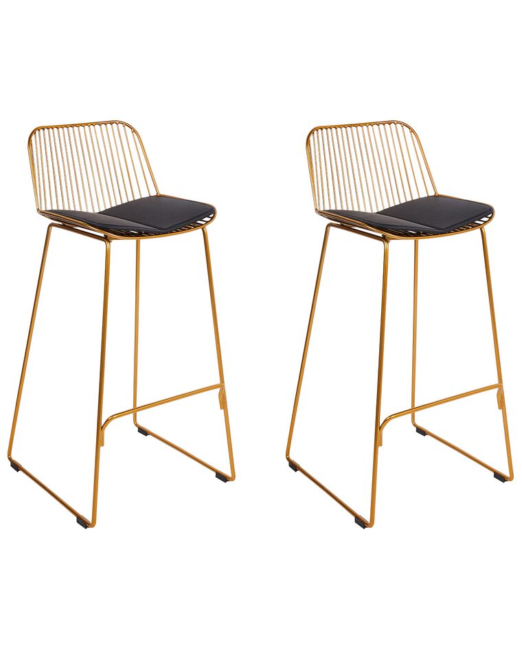 Set of 2 Metal Bar Chairs Gold PENSACOLA_907485
