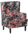 Armchair with Footstool Floral Pattern Black SANDSET_776287
