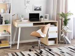 Työpöytä 130x60 cm vaalea puu CARACAS