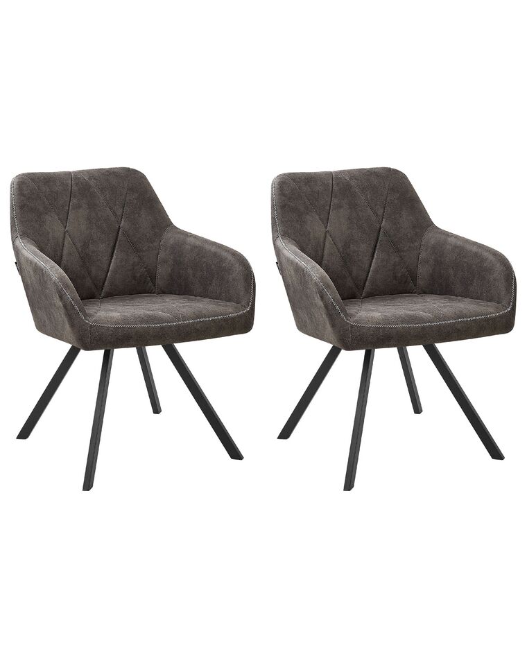 Set of 2 Fabric Dining Chairs Grey MONEE_724891