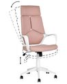 Cadeira de escritório em tecido rosa e branca DELIGHT_834173