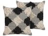 Set of 2 Tufted Cotton Cushions Geometric Pattern 50 x 50 cm Beige and Black BHUSAWAL_829477