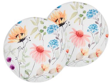 Set of 2 Outdoor Cushions Floral Pattern ⌀ 40 cm Multicolour MONESI