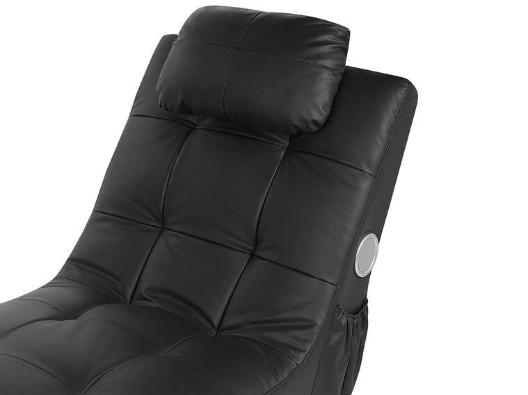 Faux Leather Chaise Lounge with Bluetooth Speaker USB Port Black