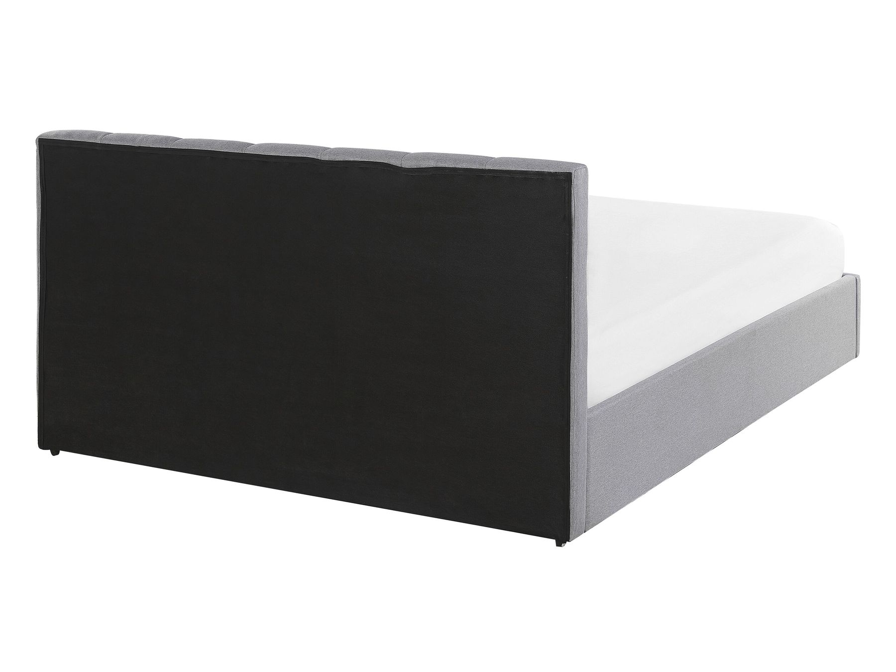 Fabric EU Double Size Bed with Storage Light Grey DREUX Beliani.co.uk