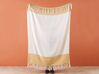 Couvre-lit en coton et acrylique 130 x 170 cm beige et orange SALME_868814