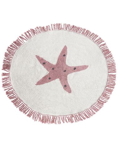 Cotton Kids Rug with Star Motif ⌀ 120 cm Off-White STARS