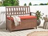 Zahradní lavice z akátového dřeva s úložným prostorem 120 cm tmavá/červený polštář SOVANA_882954