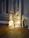 Dekofigur Glas weiß Weihnachtsbaum mit LED-Beleuchtung 3er Set KIERINKI_818906