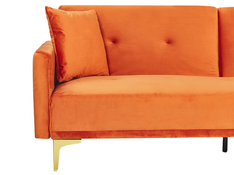 Velvet Sofa Bed Orange LUCAN Beliani.co.uk