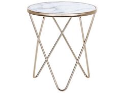 Sivupöytä metalli marmorikuvio valkoinen/kulta MERIDIAN II Sivupöytä metalli marmorikuvio valkoinen/kulta MERIDIAN II