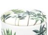 Pouf mit Stauraum Samtstoff weiß / grün Pflanzenmuster ⌀ 38 cm HARRISON_836225
