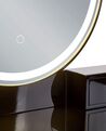Konsolbord med 6 skuffer LED spejl og skammel sort og guld YVES_845446