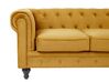 3 Seater Velvet Fabric Sofa Yellow CHESTERFIELD_778715
