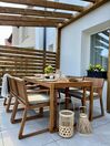 Krzesło ogrodowe akacjowe jasne drewno z poduszką niebiesko-białą SASSARI_861256