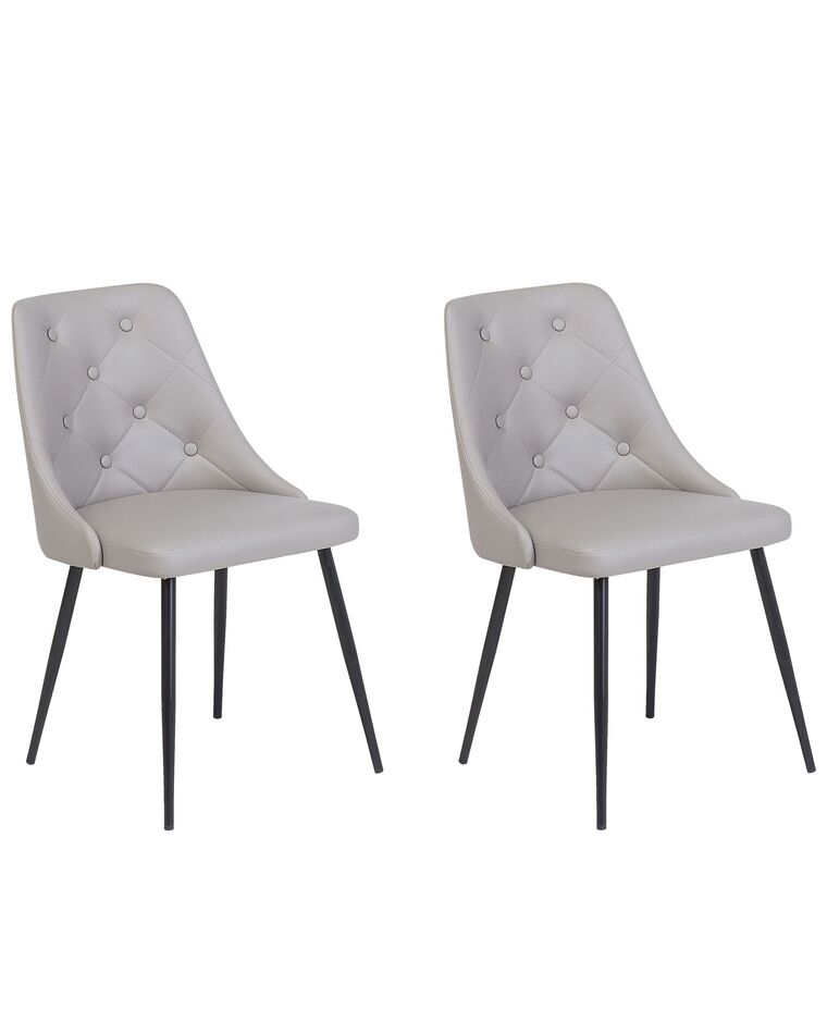 Set of 2 Dining Chairs Faux Leather Grey VALERIE_712759