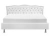 Bílá kožená postel s úložištěm Chesterfield 160x200 cm METZ_240316