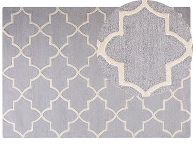 Teppich Wolle grau 160 x 230 cm marokkanisches Muster Kurzflor SILVAN