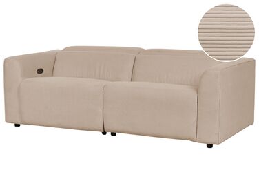 2 personers sofa m/elektrisk recliner sandbeige fløjl ULVEN