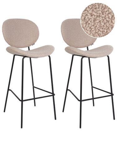 Set of 2 Boucle Bar Chairs Light Beige LUANA