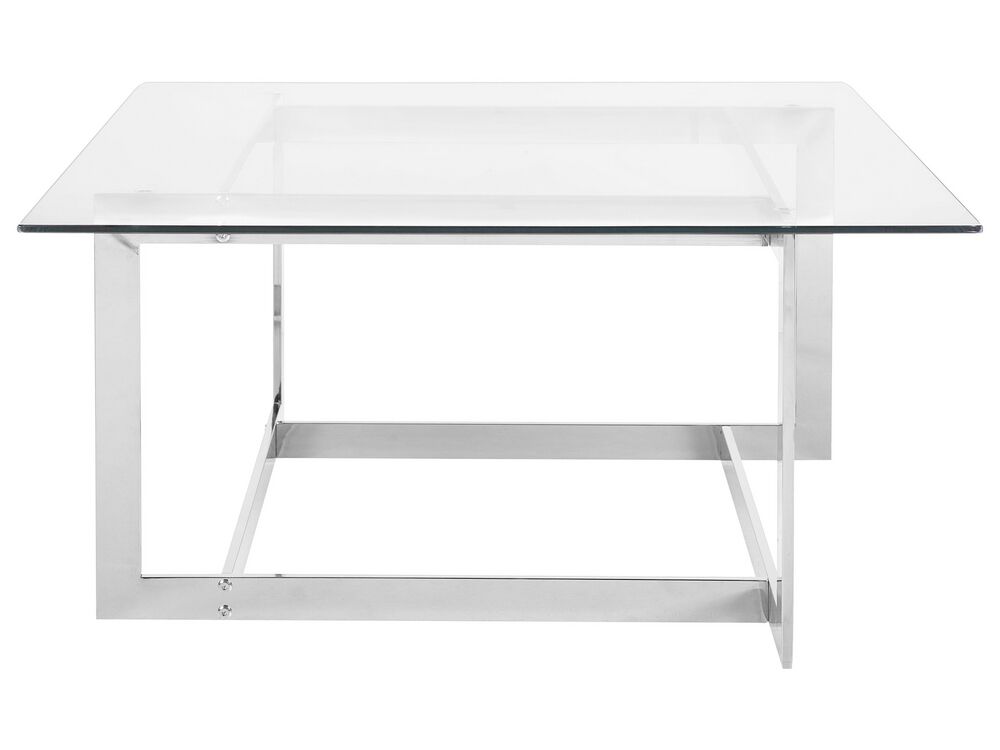 Glass Top Coffee Table Silver Crystal Beliani De