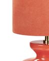 Tischlampe Keramik / Kunstwildleder rot 62 cm Trommelform OTEROS_906273