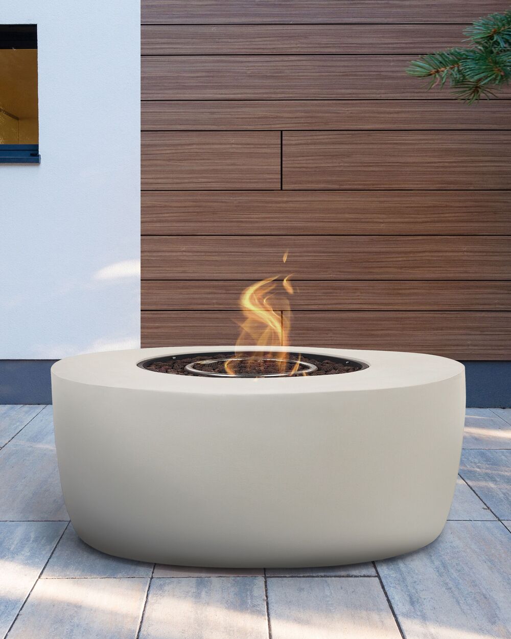 Feuerstelle beige Leichtbeton rund INDUS II | Beliani.at