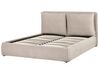 Sametová postel s úložným prostorem 160 x 200 cm béžová BAJONNA_871268