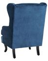 Velvet Fabric Wingback Chair Dark Blue ALTA_749408
