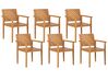 Set of 6 Acacia Wood Dining Chairs Light BARATTI_869030