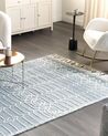 Teppich Wolle blau / weiß 160 x 230 cm Fransen Kurzflor ORHANELI_856515