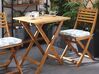 Table et 2 chaises de jardin en bois avec coussins bleu et blanc FIJI_764286