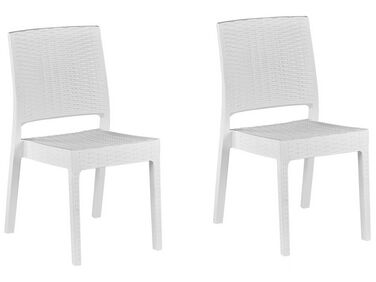 Set of 2 Garden Dining Chairs White FOSSANO